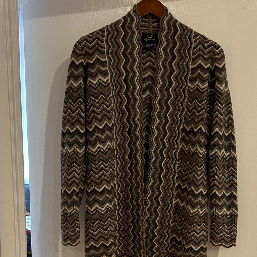 Brown Zigzag Pattern Cardigan - image 1